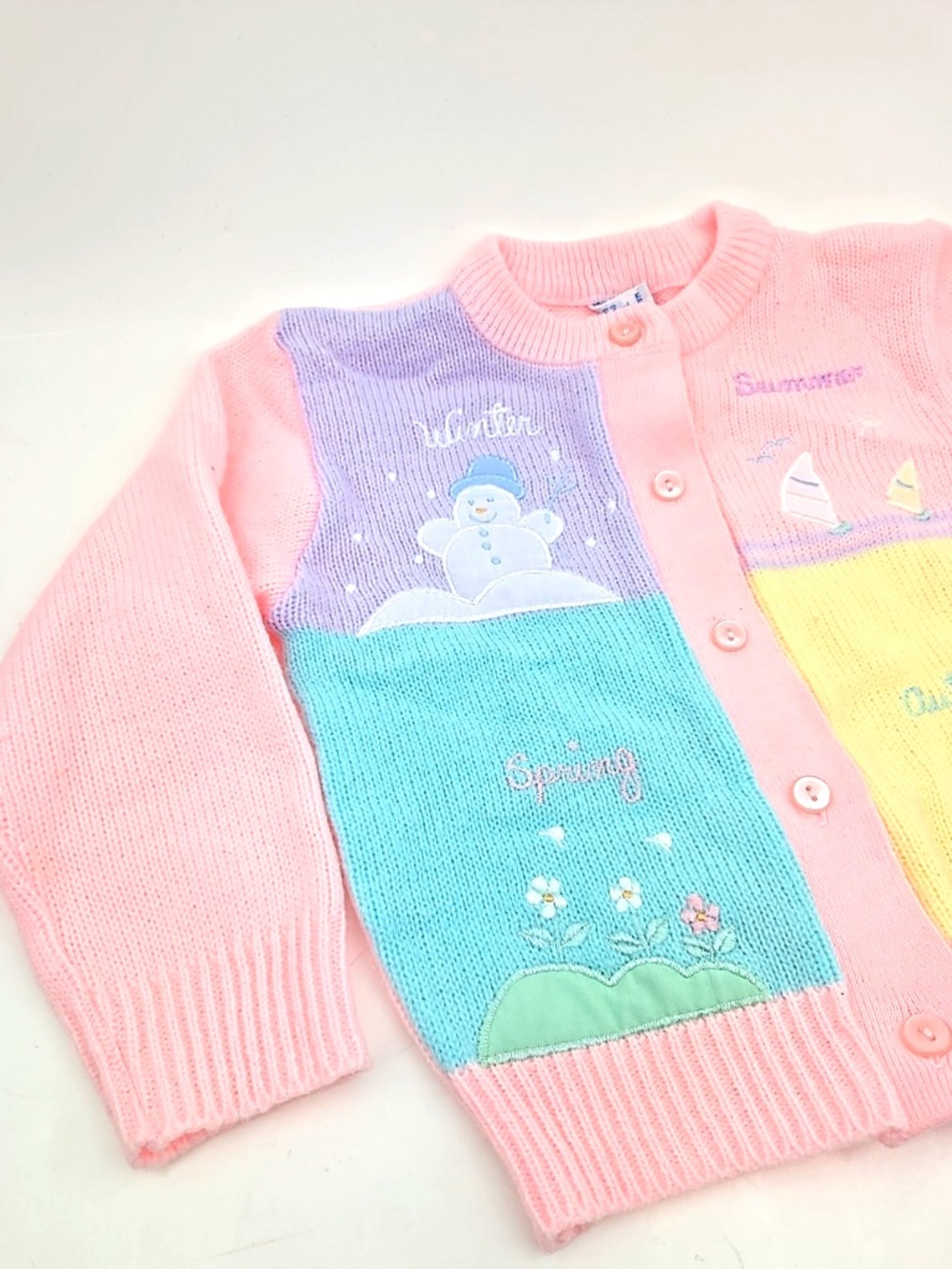 Baby Crest Baby Sweater Size 18m Girls 4 Seasons Vintage Cardigan Pink Buttons